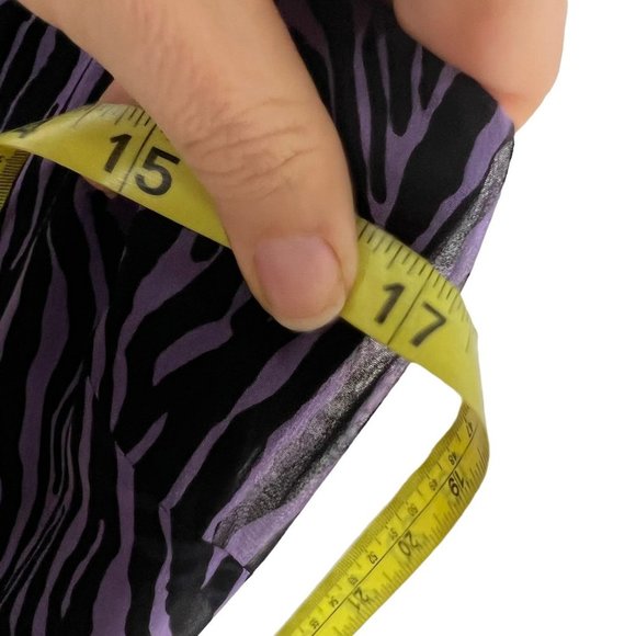 Vintage 90s Purple Black Zebra Print Beaded Fringe Tapered Knee Length Dress Sma - Picture 6 of 11